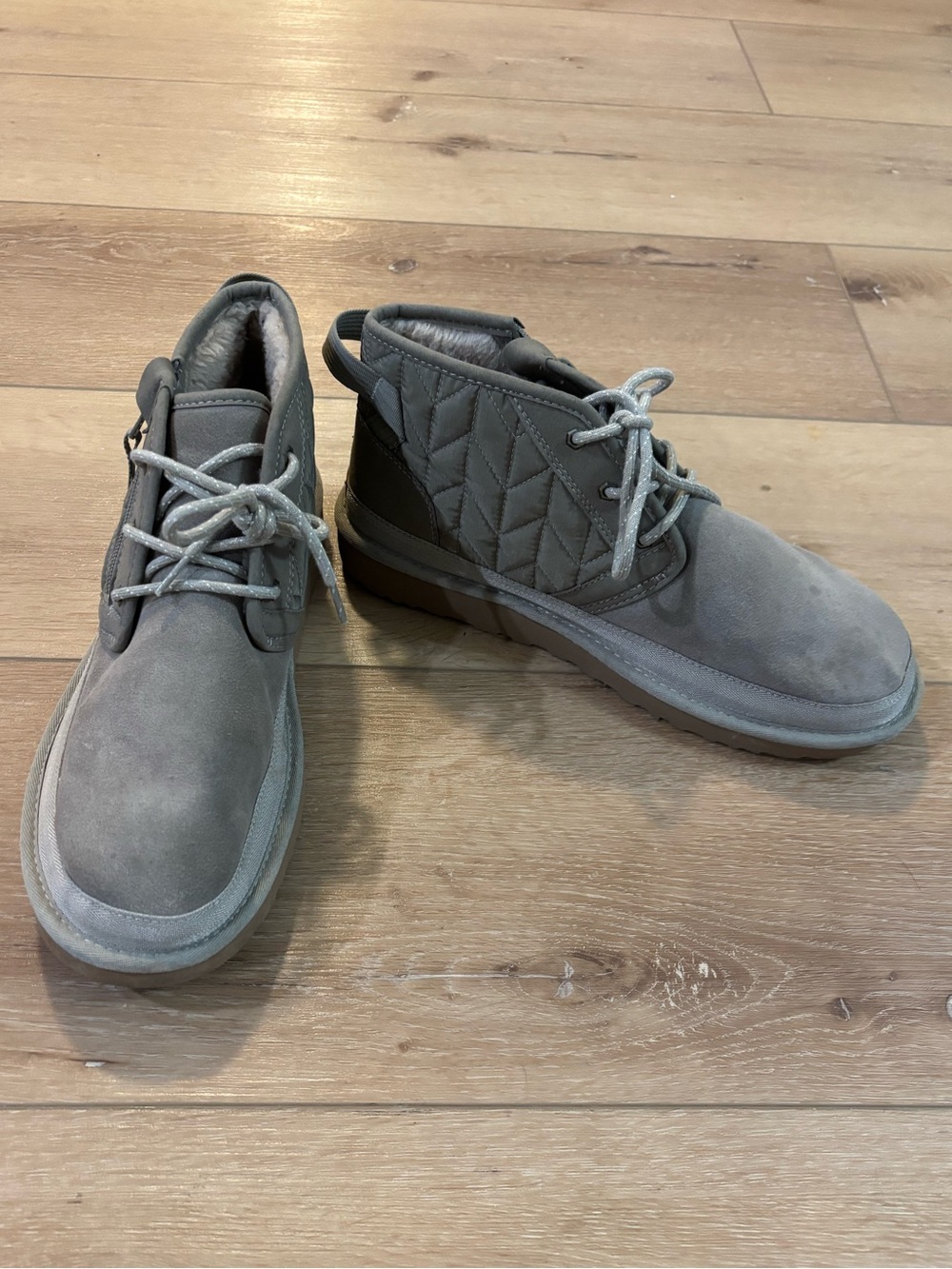 UGG Men's Gray Quilted Suede Boots Size 13